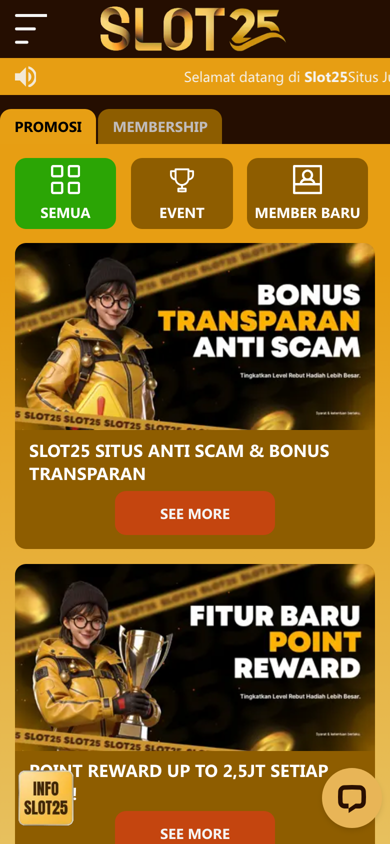 Slot25 promotions page